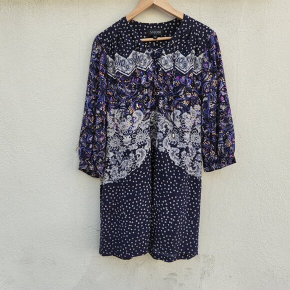 SALONI 100% Silk Mini Dress - Picture 2 of 6